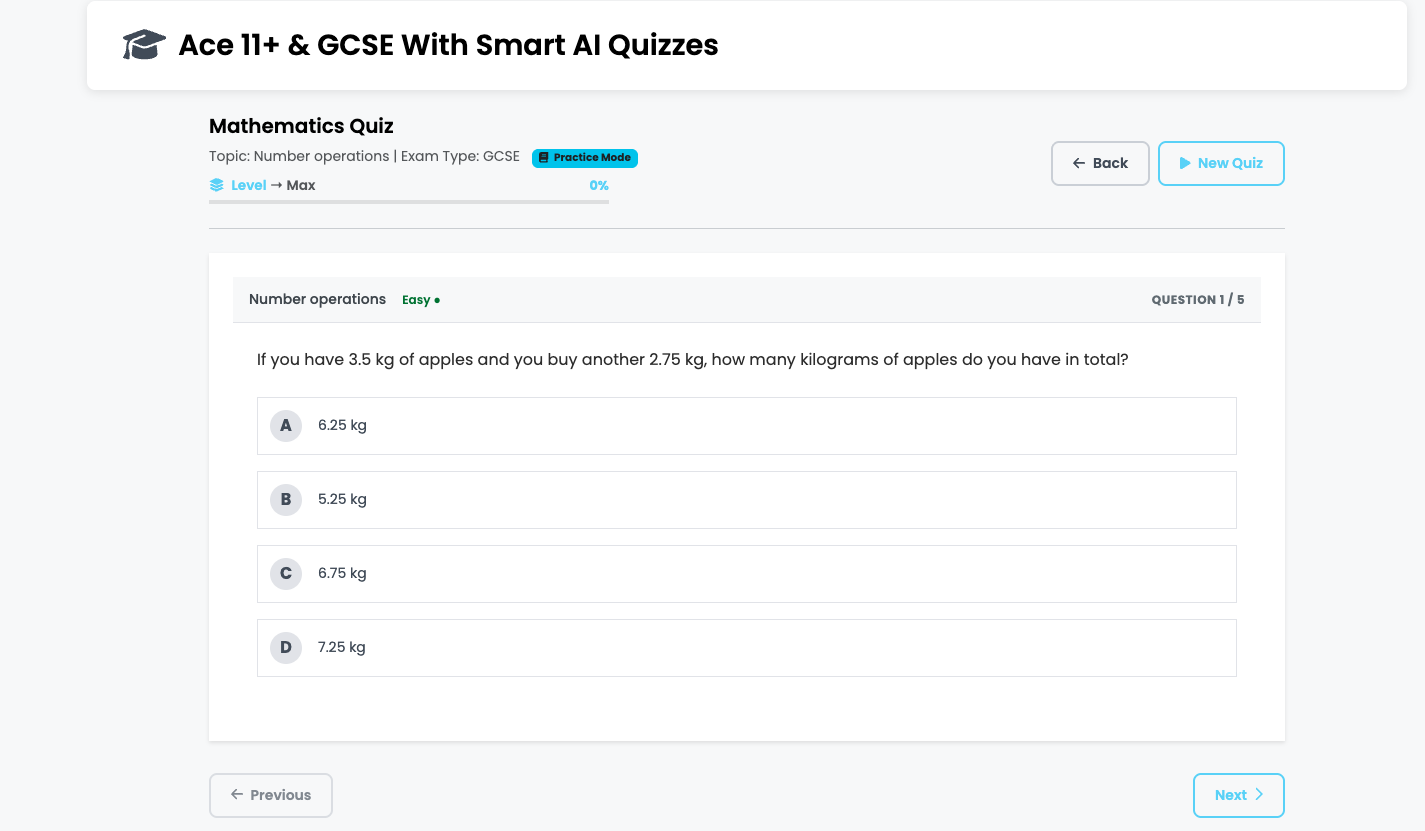 AI Quiz Generation - Unlimited Practice Quizzes